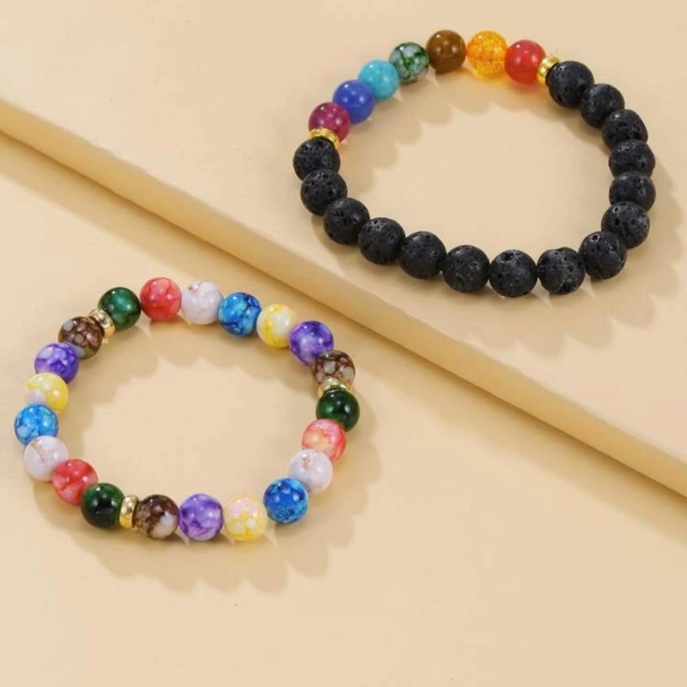 Chakra lava stones bracelet and bead bracelet